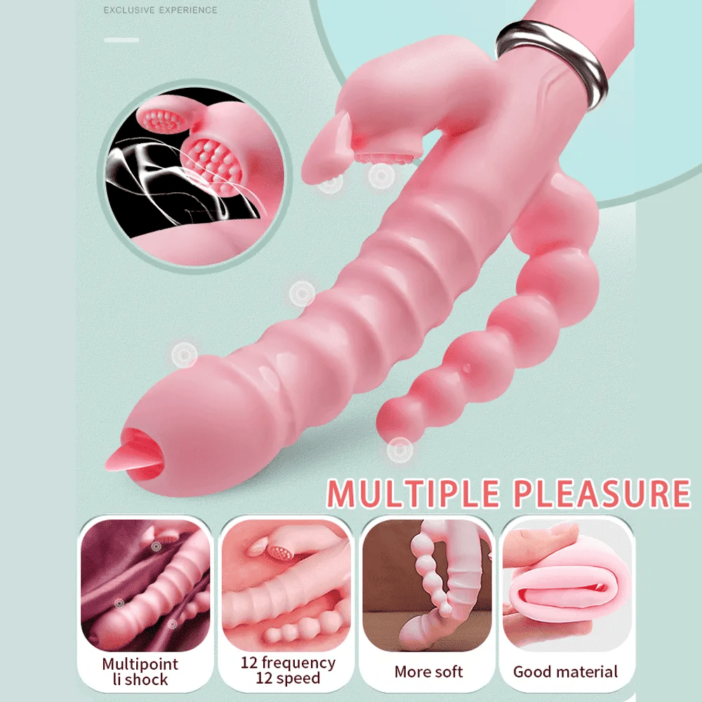 3 In 1 Rabbit Vibrator Masturbators Dildo Sex Toys Licking Vagina G-Spot Stimulator Anal Vibrator for Women Adult Toys Products
