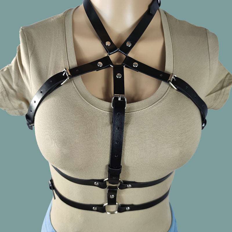 Bondage Bdsm Harness Woman Erotic Lingerie Harness Set
 Product information :
 
 Material: pu
 
 Colour: Black
 
 Function and use: fun
 
 Product body material: leather
 
 Specifications: black set of 4
 
 
 
 Size InfBdsm