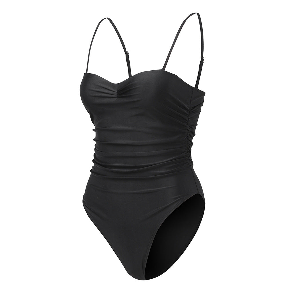 Black White Cutout One-piece Swimsuit With Cups Women Sexy Back Lace Up Girl Beach Bathing Suit Swimwear