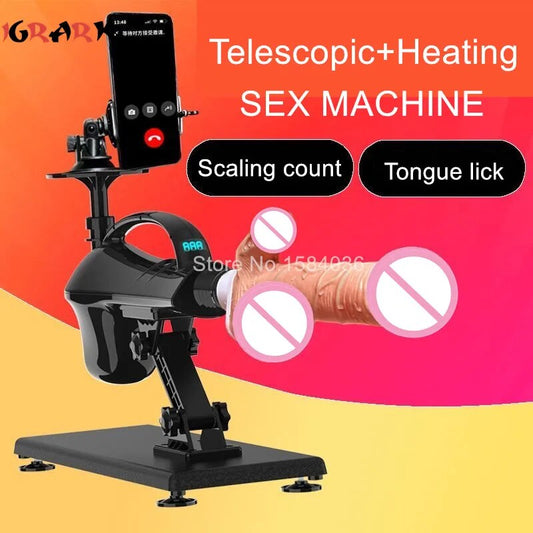 Automatic Telescopic Sex Machine Vibrator Heating Tongue Licking Dildo Attachments Female Vagina Masturbation Sex Toys for Women