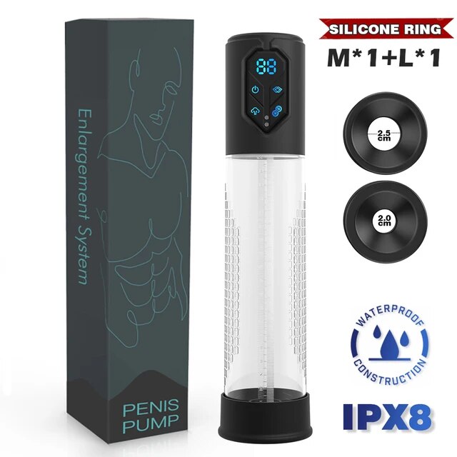 HESEKS IPX78 Penis Pump For Enlargement Electric Vacuum Pump with 7 Suction Levels Waterproof Sex Toy Masturbators For Men