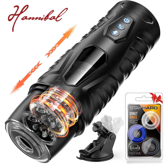 Hannibal 7 Thrusting & Rotating with Strong Suction Cup for Penis Stimulation Masturbator Cup Pocket Pussy Adult Toys for Men
