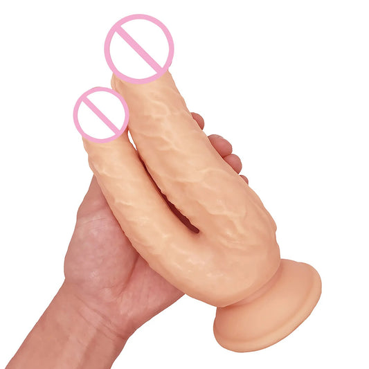 Huge Double Dildos Double Penetration Vagina and Anus Soft Skin Feel Penis Double Headed Phallus Sex Toys for Women Masturbation