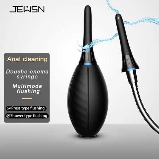 Jeusn Silicone douche enema syringe shower cleaning head anal beads butt plug attachment nozzle tip gay sex toy for man woman