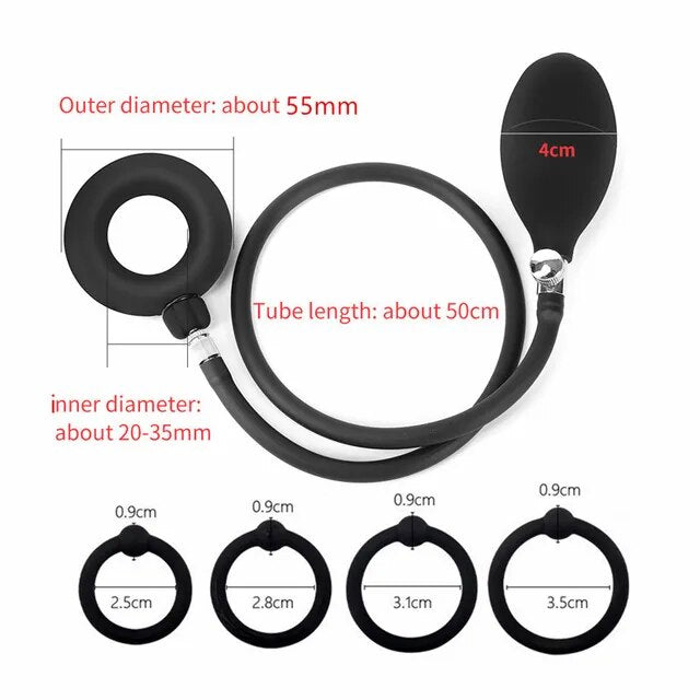 New Inflatable Lock Penis Ring Detachable Silicone Cock Ring For Man Delay Ejaculation Sex Toys For Men Dick Erection Adult Shop