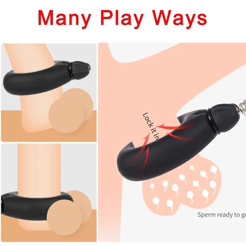 New Inflatable Lock Penis Ring Detachable Silicone Cock Ring For Man Delay Ejaculation Sex Toys For Men Dick Erection Adult Shop