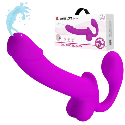 New Silicone Strapless Strap-On Ejaculating Dildo Strapon Double Realistic Penis Spraying Dick Adult Sex Toys for Women Lesbian