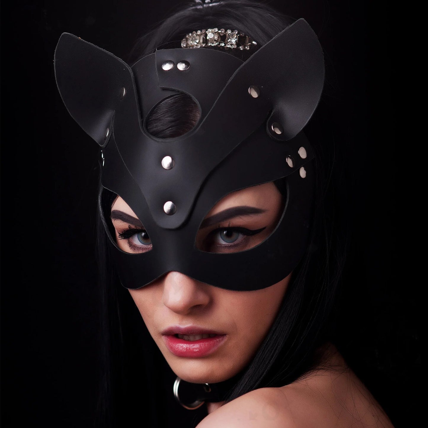 PU Fetish Leather Mask Sexy Lingerie For Ladies Leather Harness Cat Mask Erotic Costumes Party Halloween Cosplay Toys Face