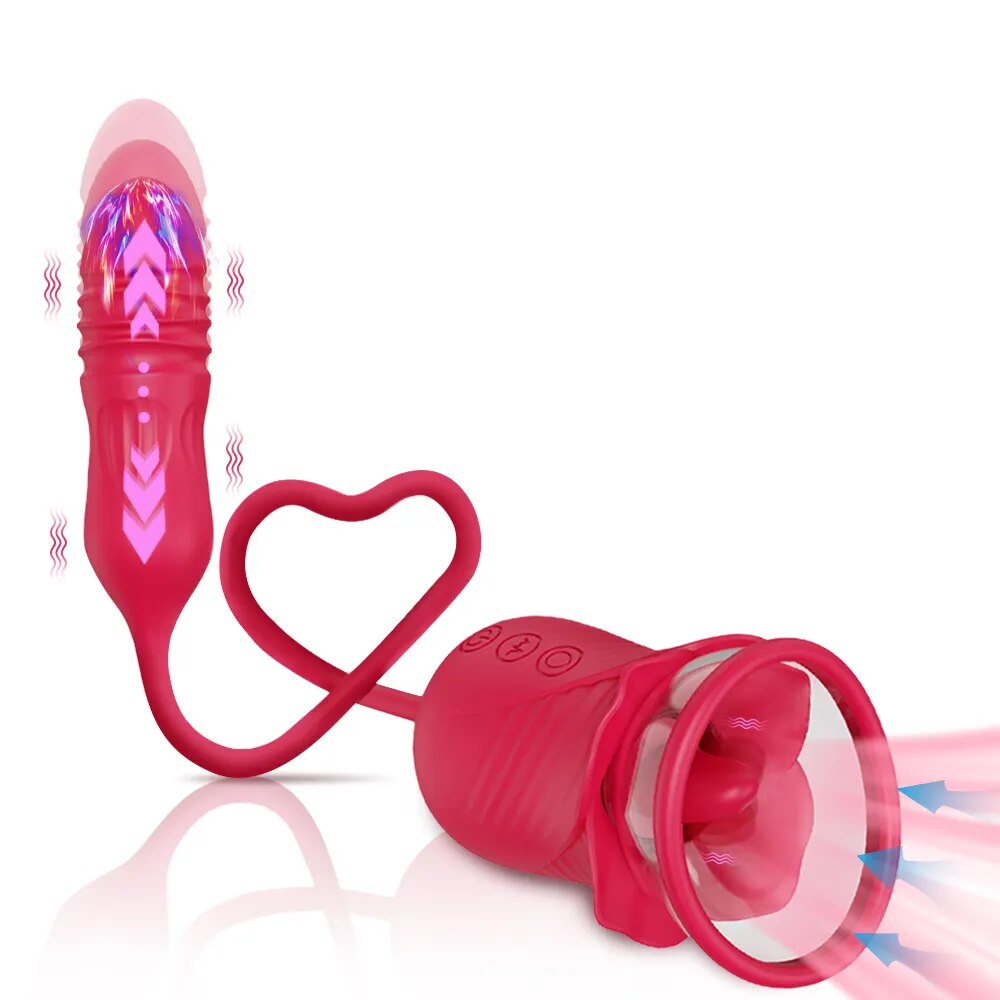 Rose Sex Toy for Women Sucking Vibrator G Spot Clitoris Stimulator Thrusting Vagina Nipple Sucker Vibrating Goods for Adults