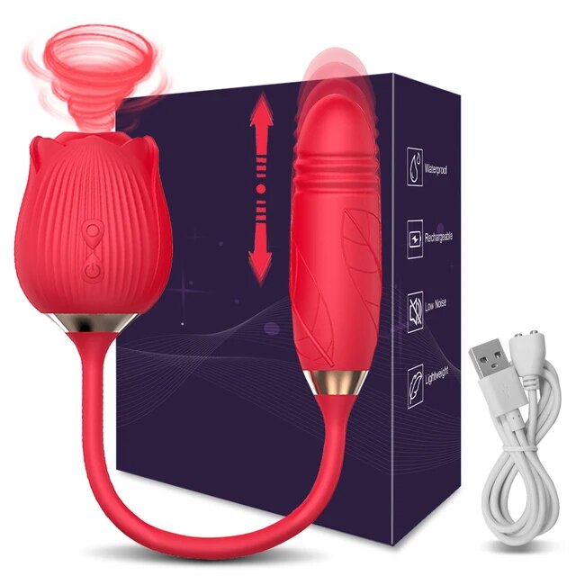 Rose Sex Toy for Women Sucking Vibrator G Spot Clitoris Stimulator Thrusting Vagina Nipple Sucker Vibrating Goods for Adults