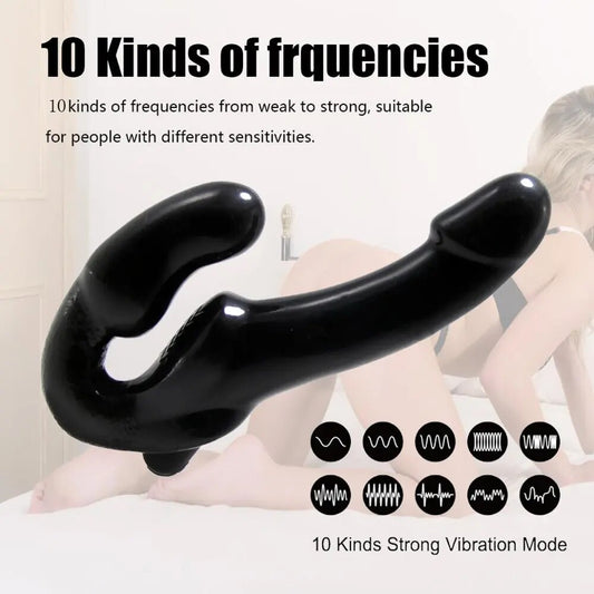 Strapless Strap-on Dildo Vibrator for Couples Strapon For Lesiban Wireless Remote Control Double-heads Vibrator Adult Sex Toys